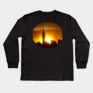 Empire State Building Sunset Circle Kids Long Sleeve T-Shirt